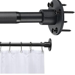 24-33 Inch Matte Black Industrial Shower Curtain Rod with Screw-Mount (45)